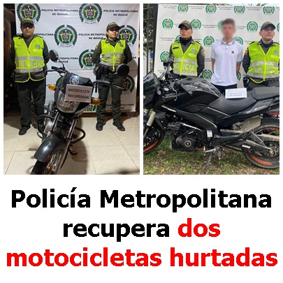 Policía Metropolitana recupera dos motocicletas hurtadas