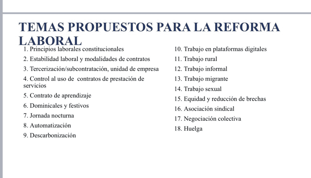 Reforma laboral: estos son los 18 puntos que se discutirán en la mesa