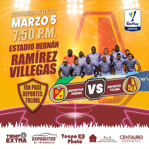 Tolima vs. Pereira este fin de semana por Liga Betplay