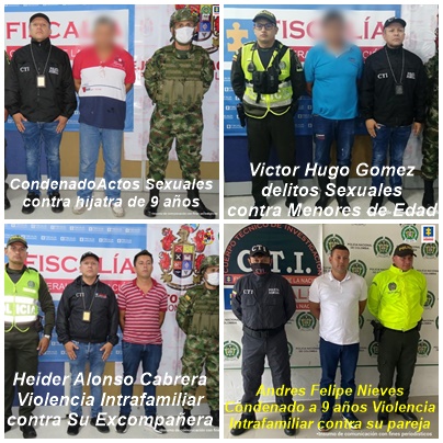 Capturadas cinco personas por delitos sexuales y violencia intrafamiliar en el Tolima