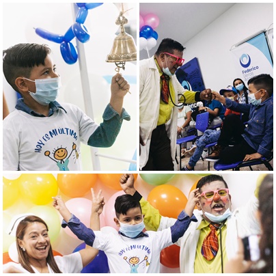 Con toque de campana, Emmanuel Felipe celebró el fin de su quimioterapia en el Hospital Federico Lleras Acosta