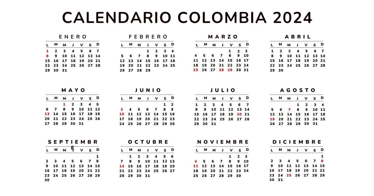 Listado completo de festivos del 2024 en Colombia