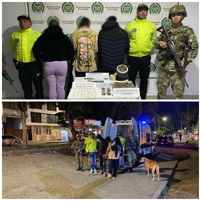 Capturadas 3 personas integrantes de una misma familia a quienes se les incautó estupefacientes. En el barrio San Vicente del municipio del Líbano.