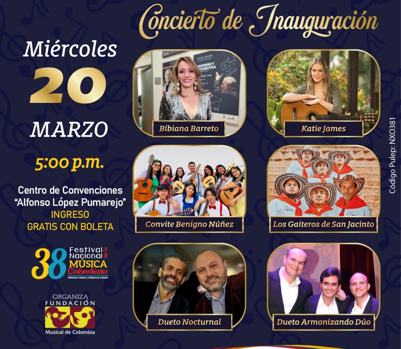 Este miércoles 20 de marzo es la Gala de apertura del Festival Nacional de la Música Colombiana, en el Centro de Convenciones Alfonso López Pumarejo.