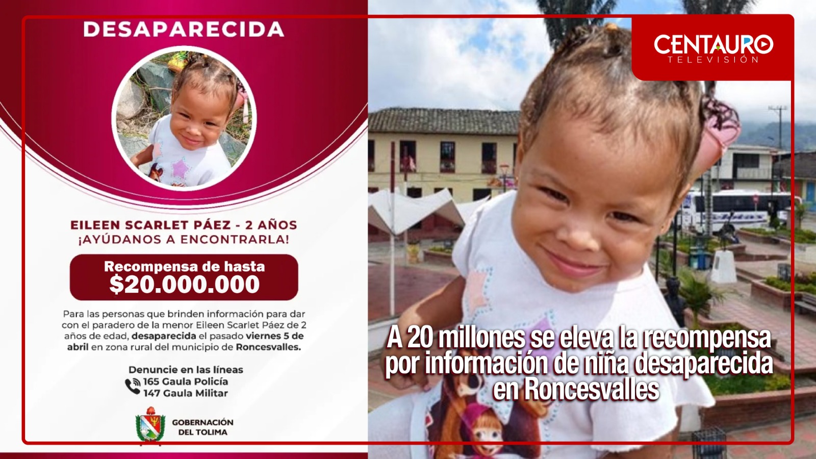 A $20 millones se eleva la recompensa por información que conduzca al paradero de la niña desaparecida en Roncesvalles